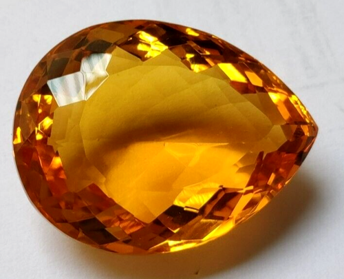 73.25 Ct. AAA+ Large Yellow Citrine Pear Cut Loose Gemstone Gift for Women/Her - Picture 1 of 6