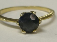STERLING SILVER IN YELLOW GOLD COLOR BLACK ONYX RING SIZE 7.25