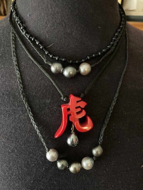 Natural Black Pearl Chinese Calligraphy Necklaces From My Film Collection