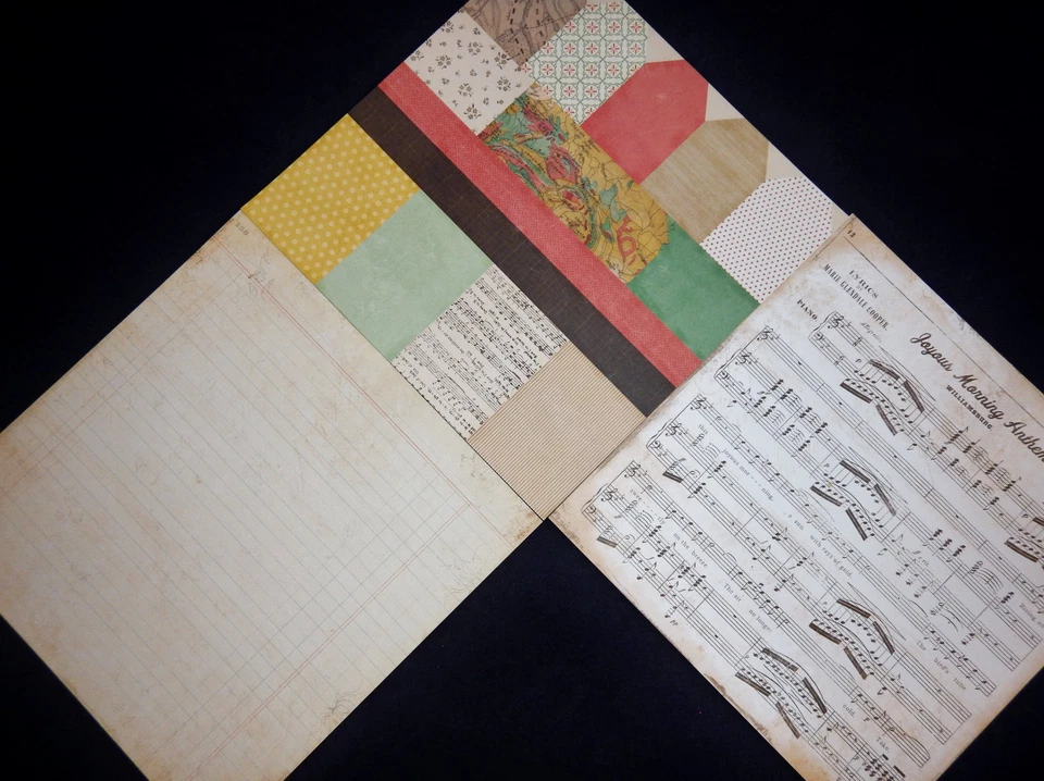 12X12 Scrapbook Crate Paper Cardstock DIY Shop Spring Vintage Ephemera 24 Lot - Image 3 of 4