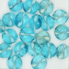 Glass Beads Light Blue Transparent Twist 12mm. Pack of 20. Made in India.
