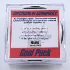 Gorras NHL Gol anotado Puck Alexander Holtz New Jersey Devils 20 de febrero de 2024 vs WAS