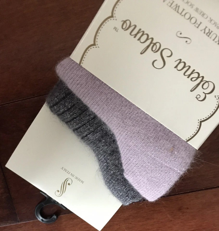 Women Elena Solano Luxury Crew Socks Angora Blend - 2 Pairs Dusty Pink/Gray New - Image 2 of 4