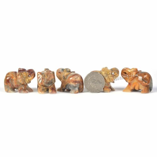 40mm Carved Gemstone Elephant Healing Guardian Statue Figurine Crafts 1.6" - Picture 43 of 67