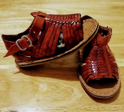 brown leather huaraches