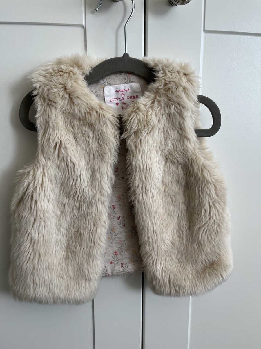 F&F baby faux fur gilet blush 12-18 months lined