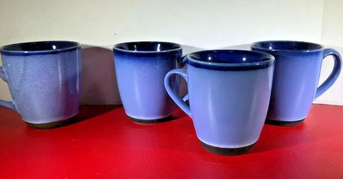 Sango 4934 NOVA BLUE 4" Stoneware Coffee / Beverage Cups / Mugs *Sets Of 4*