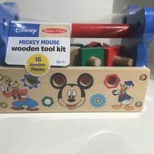 DISNEY MELISSA  DOUG MICKEY MOUSE WOODEN TOOL KIT 15 WOODEN PIECES NEW Toolbox