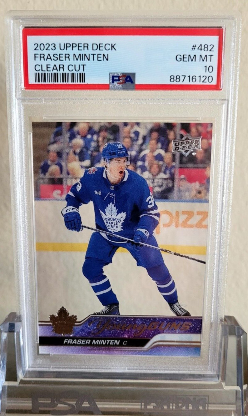 2023 Upper Deck #482 Fraser Minten RC Young Guns Clear Cut PSA 10 Gem MT Low POP