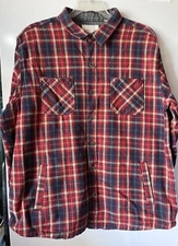 Weatherproof Vintage Flannel Shirt Men's Size 3XL Red Blue Plaid Long Sleeve