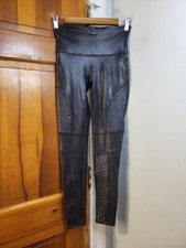 Spanx Women's Leather Look Moto Leggings Black Sz M