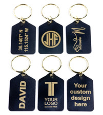 Personalized Black  Brass Keychain, Customized Key chain with Name or Logo