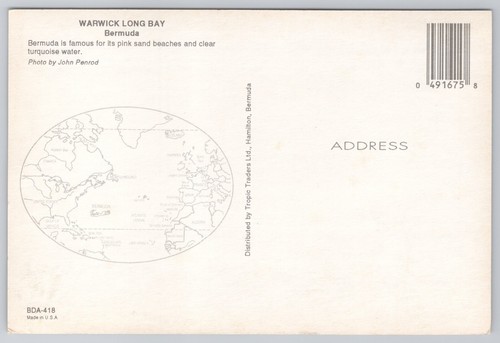Tarjeta postal Warwick Long Bay Bermudas de arena rosa playas y agua turquesa - Imagen 2 de 2