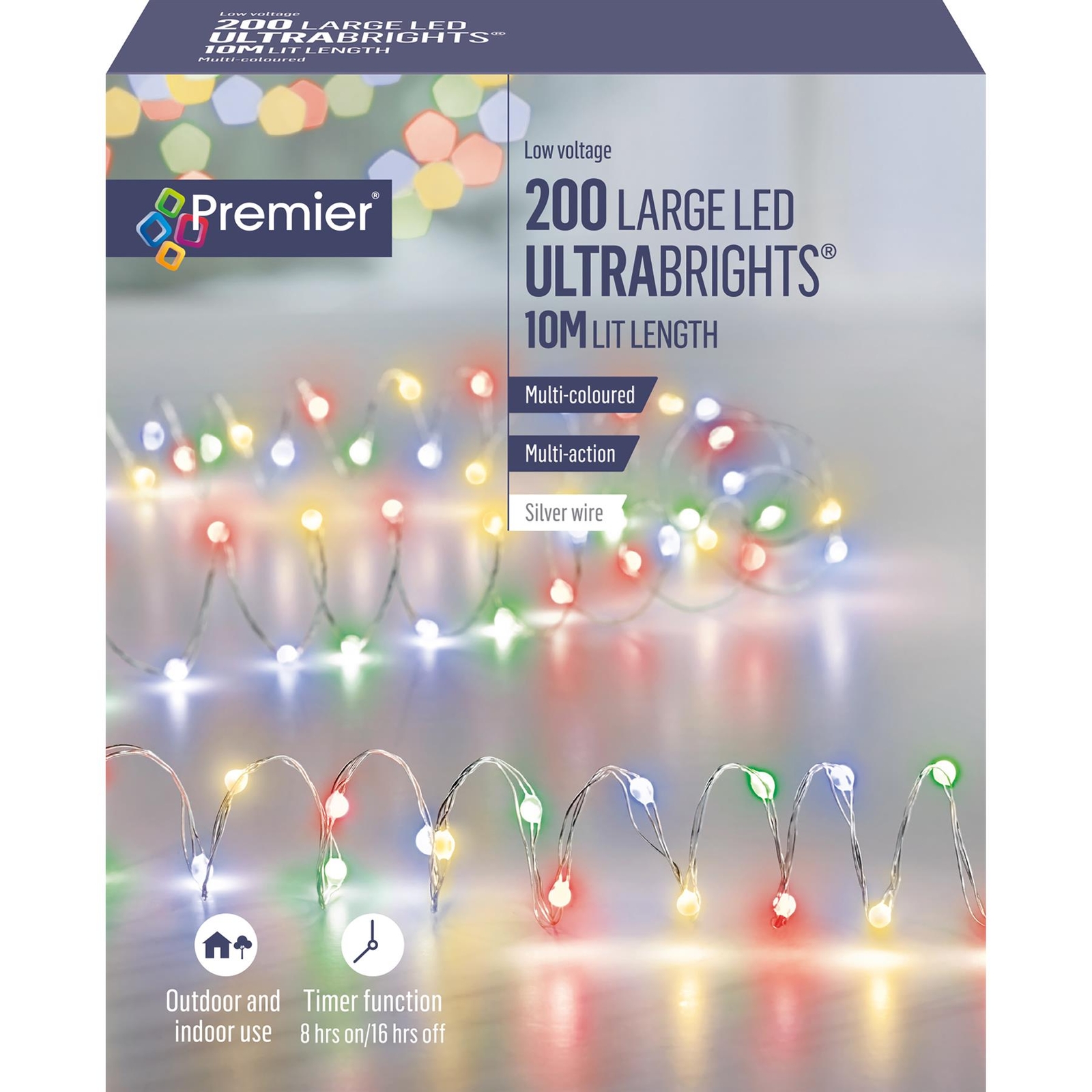 Christmas Lights Xmas Decorations Indoor Outdoor Multi Coloured 10m 200 LEDs