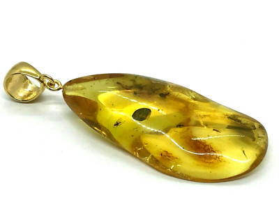 Bernstein Anhänger 6 Insekten Geschenk Baltikum Einschluss Fossil Silber 925 Gold PL 7,1g2282