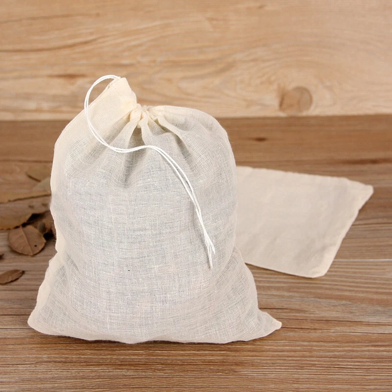 10x Large Muslin Drawstring Reusable Bags For Soap Herbs Tea Tool