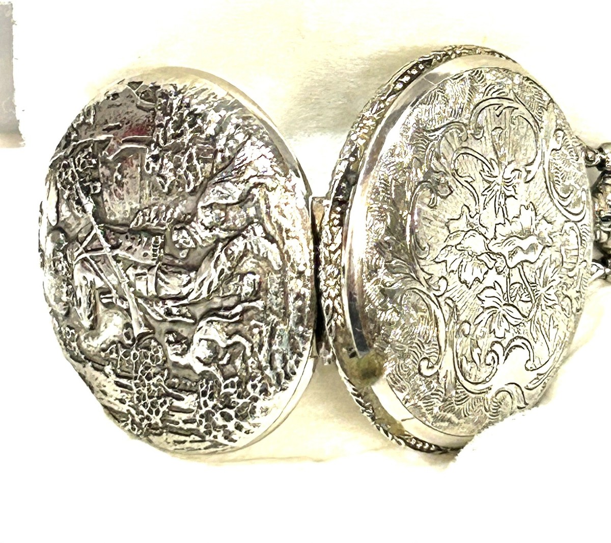 Vtg Eastman Hunting Pocket Watch Silver Tone White Dial