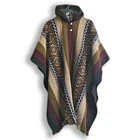 LLAMA WOOL MENS UNISEX SOUTH AMERICAN PONCHO CAPE COAT JACKET BEIGE KHAKI LILAC