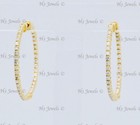 14k Solid Yellow Gold Natural Diamond  huggie hoop earring  snap lock 2 1/3 ct — photo 2