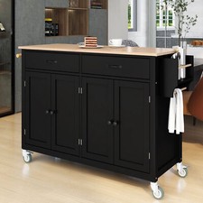 Kitchen Island Cart on Wheels Rolling Island Table w/Storage Towel Rack Drawers