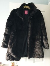 Jane Austin Black Faux Fur Womens Coat Size 12