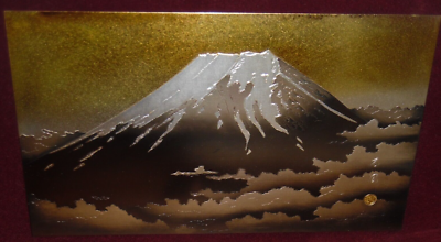 Japanese Gold & Silver Montage Tooled Metal Art Plaque Of Mount