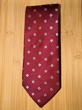 SAKS FIFTH AVENUE BLACK Red Geometric Silk Tie- 60L 3.0W