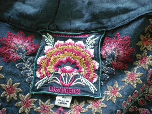 Johnny Was XS Frederique Draped Blue Linen Embroidered Open Jacket 3/4 Sleeves - Picture 9 of 10