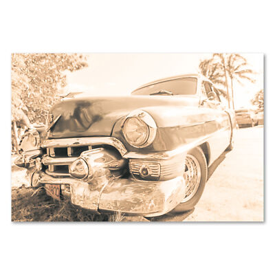 Postereck 0688 Poster Leinwand Oldtimer Kuba, Sepia Retro Alt Vintage Auto Wagen
