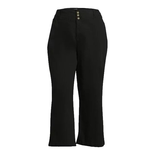 Catherines Women's Plus Size Wide Leg Pants - Puckered Cotton Elastic Waist