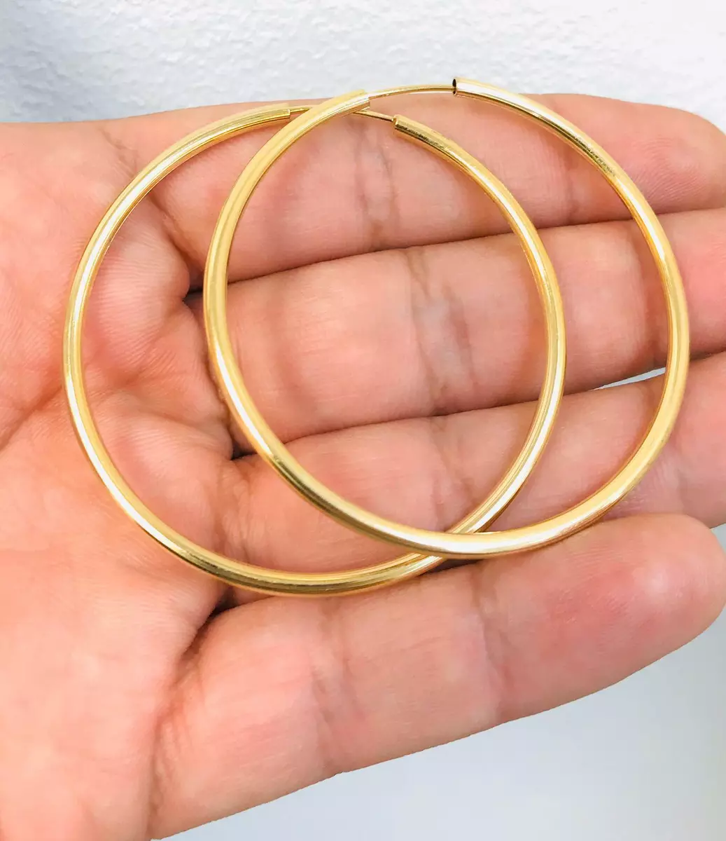 Gold endless hoop earrings sale