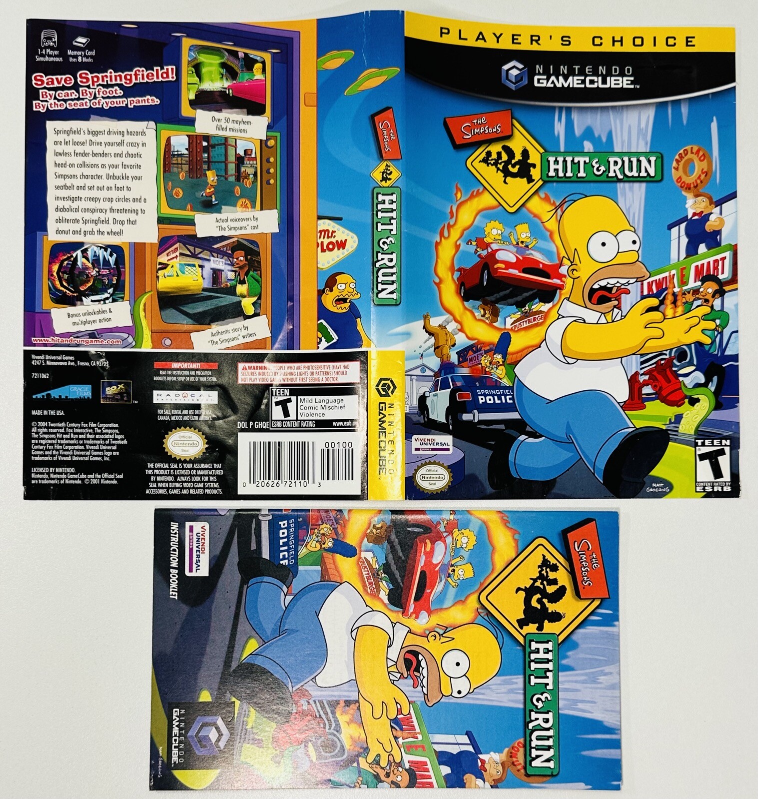 Simpsons: Hit &amp; Run PC Nintendo Gamecube Authentic Artwork +￼ Manual  Only | eBay