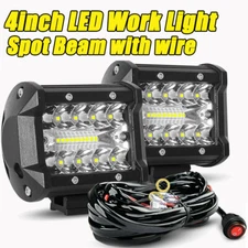 4" LED Work Light Bar Pods Flood Spot Combo Fog Driving Kit ATV Offroad + Wiring