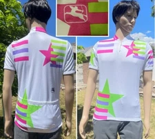 vintage 90s italian GIORDANA cycling jersey short sleeve bright neon print men M