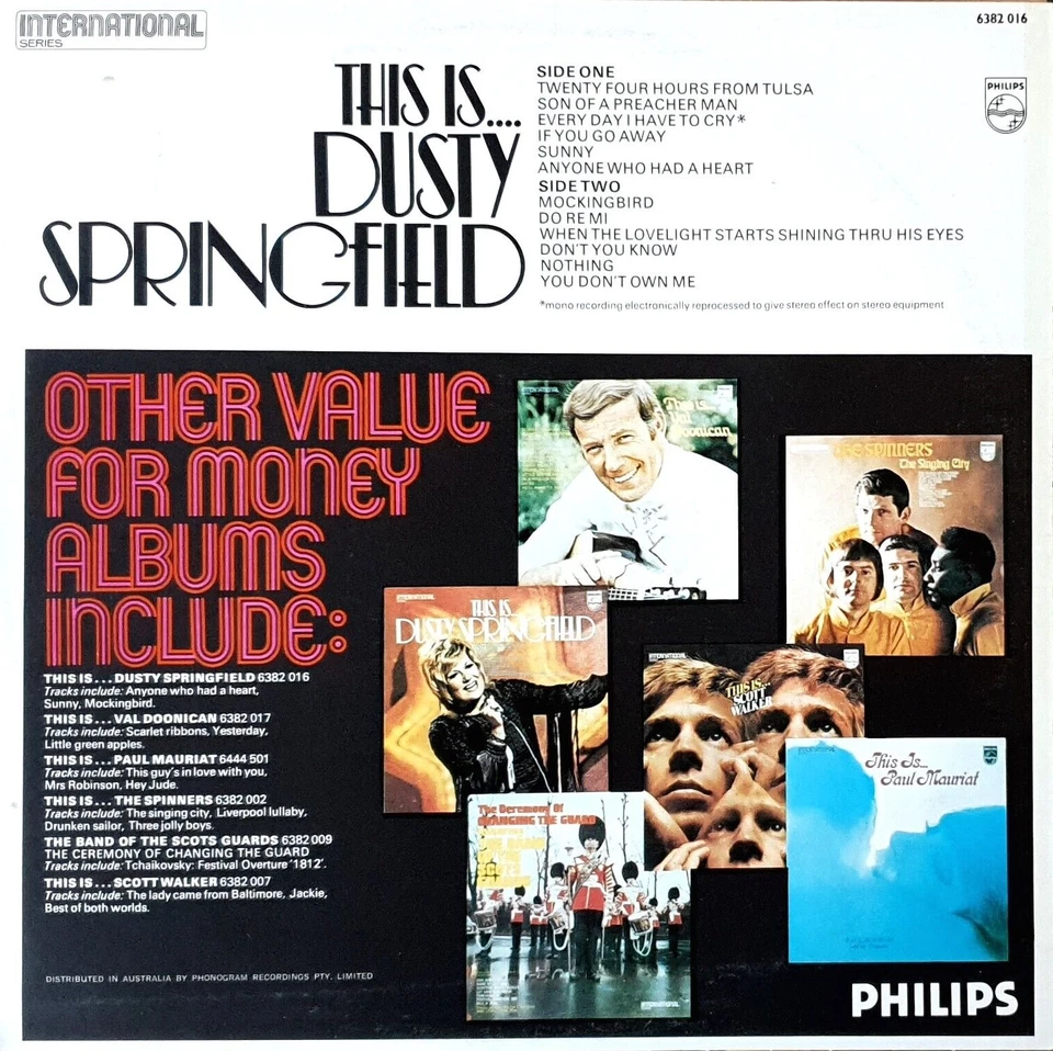 Dusty Springfield–This Is Dusty Springfield Vinyl LP 1971 Philips – 6382 016 NM - Image 3 of 3