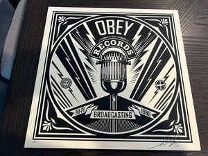 Shepard Fairey Signed Mic Check Print Album Cover Obey Giant Records LP Art