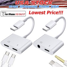 2 in 1 Charger Headphone USB Type C to 3.5mm Aux Audio Cable Cord Adapter lot