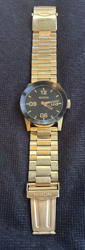Nixon Men Hot Zone The Private Black Dial Gold Tone 42mm Quartz Analog Watch - Picture 2 of 12