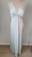 Vintage 1960's Satin Nightgown Pale Green Empire Waist Tied Back Vanity Fair 36