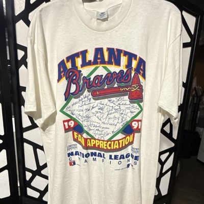 Belton Atlanta Braves 1991 National League Champions MLB White Shirt Size L