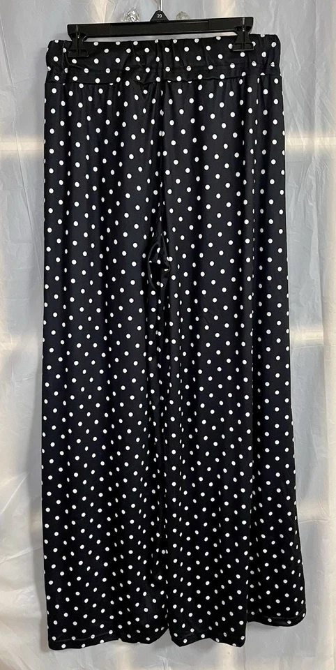 Fashion Women's Size Medium Black And White Pants Polka Dot Wide Leg NWT Boho - Image 2 of 4