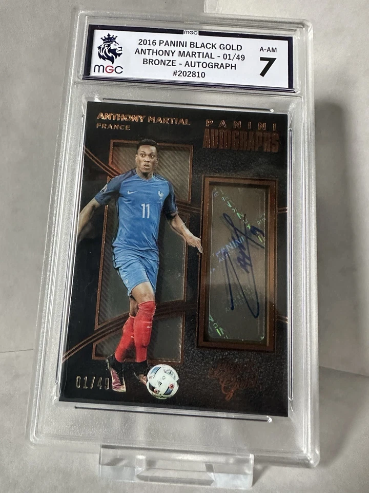 2016-17 Panini Black Gold Soccer Anthony Martial Autograph Card Graded 7 /49 - Image 2 of 2