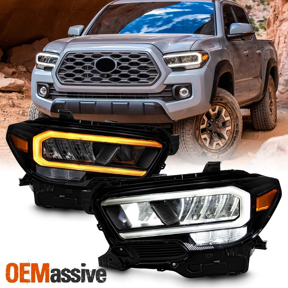For 16-22 Toyota Tacoma Full LED Projector Black Headlights w/Sequential Signal — 第 3/4 张图片