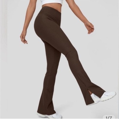 Wilo the Label Chocolate Brown Split Flare Leggings High Rise Medium Sold Out