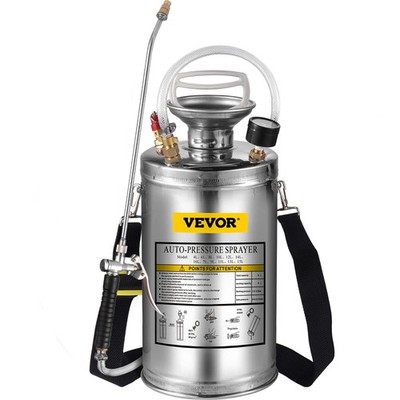 1.5Gal SS Pressure Sprayer w/ Visual Gauge Adjustable Mist&Stream Output