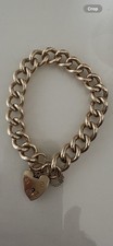 9ct Solid Gold Curb Link Bracelet Birmingham 1969 Hallmarked 69g Heart Padlock 