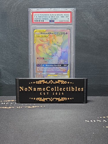 2019 POKEMON SUN & MOON UNIFIED MINDS SECRET #242 FULL ART/MEWTWO & MEW GX PSA 8