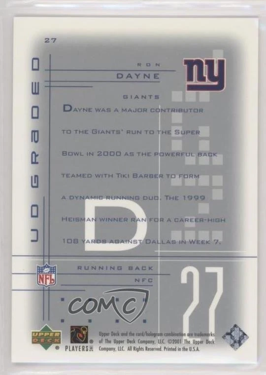 2001 UD Graded Ron Dayne #27 - Image 2 of 2