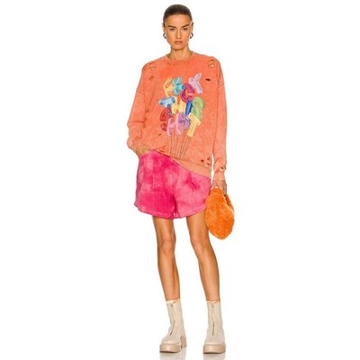 R13 Damon Pleated Shorts Fuchsia Corduroy Tie Dye Women 25 Baggy Relaxed Slouchy