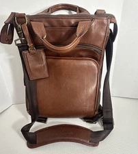 Allen Edmonds Tech Brown Leather Backpack & Tote Brown Crossbody Strap Stunning!